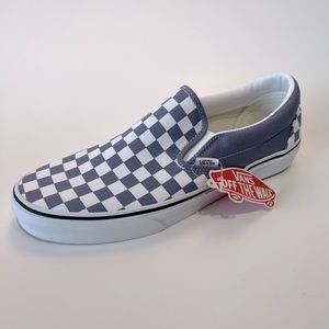 Vans Slip-On (Checkerboard) Blue Granite/White Sizes Mens 10.5/Womens 12
